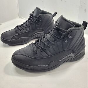 NIKE AIR JORDAN 12 RETRO WINTERIZED TRIPLE BLACK BASKETBALL SHOES MEN'S 10.5